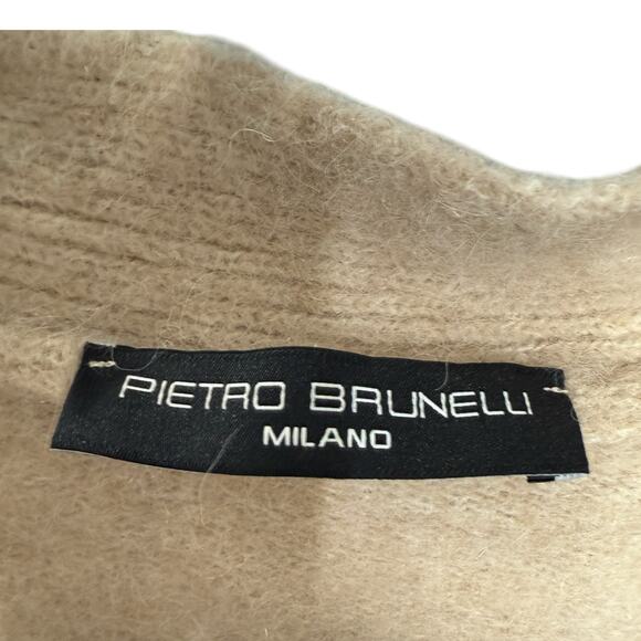 Pietro‎ Brunelli Milano Size S Button Up Crop Cardigan Sweater Tan Wool Alpaca - Picture 5 of 11